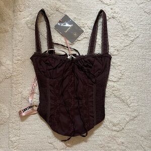 ❌❌SOLD❌❌HOUSE OF CB Gini Cotton Blend Corset Top in RICH BROWN